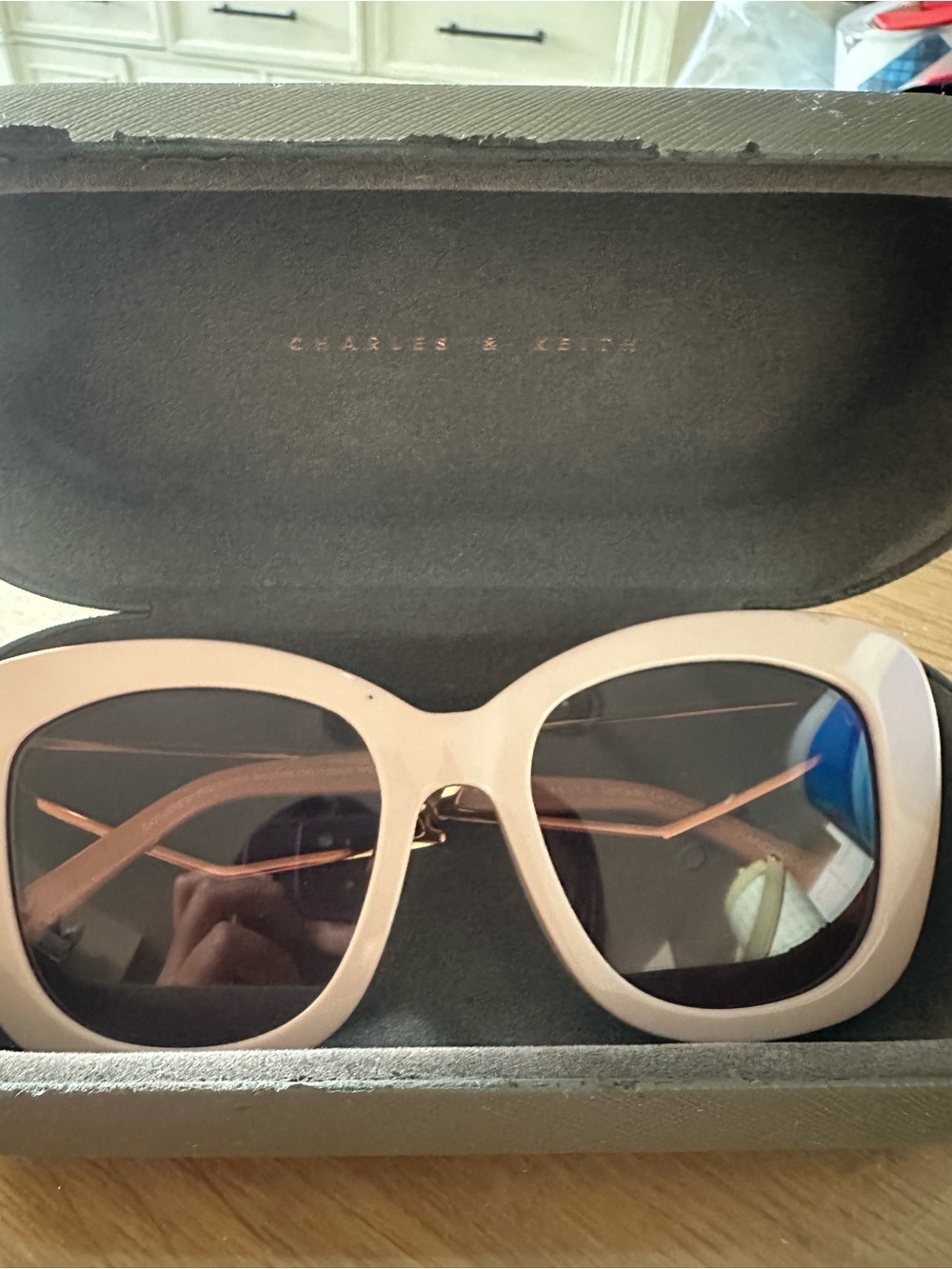 Charles & Keith Blush Pink Oversized Square Sunglasses